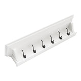 Classic White Wood Wide Six Hook Coat Rack - Homeroots