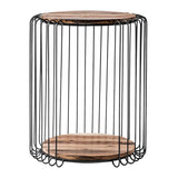 24" Modern Black and Rustic Brown Round End Table - Homeroots