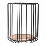 24" Modern Black and Rustic Brown Round End Table - Homeroots