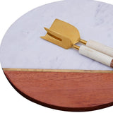 12" Wood and Marble Cheese Board and Knife Set - Homeroots - Flyclothing LLC