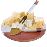 12" Wood and Marble Cheese Board and Knife Set - Homeroots