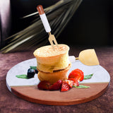 12" Wood and Marble Cheese Board and Knife Set - Homeroots - Flyclothing LLC