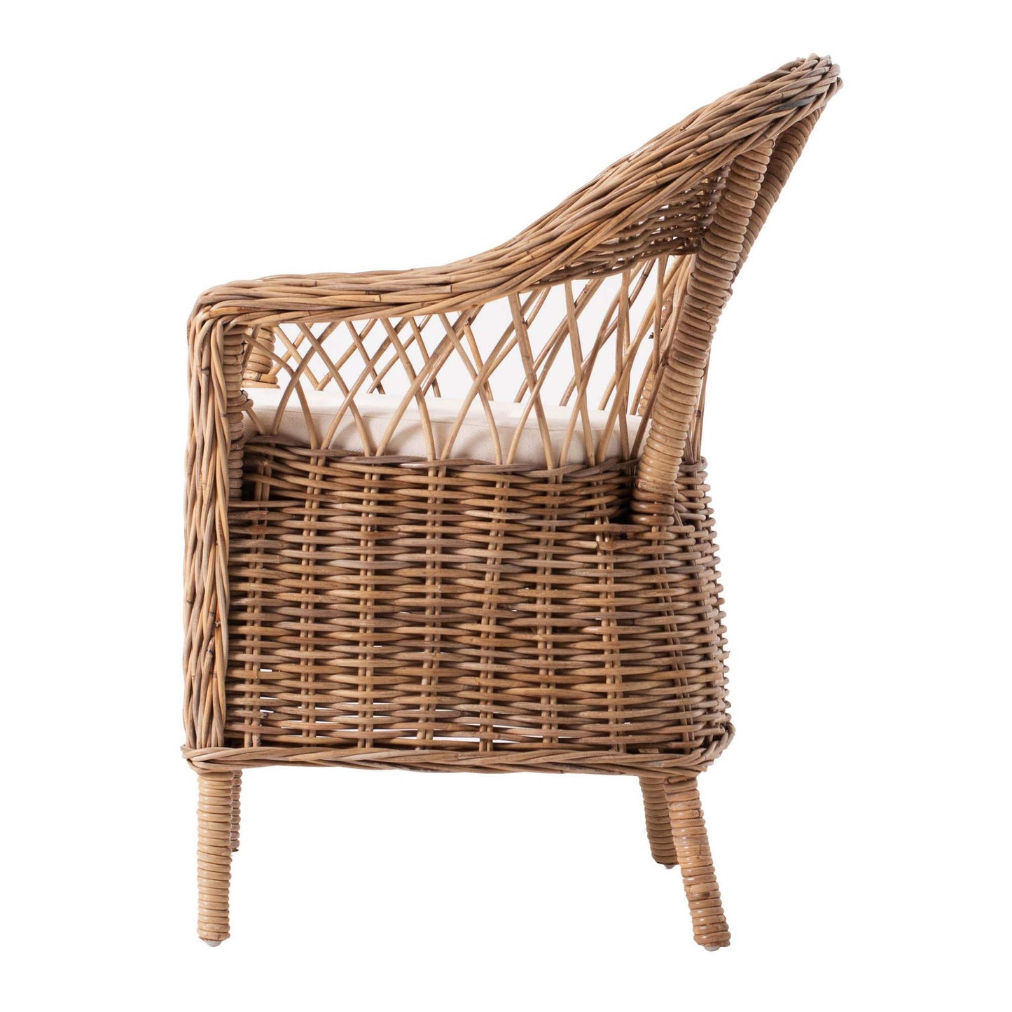 Set of Two Gray Brown Semi Circle Back Wicker Chairs with Seat Cushions - Homeroots - Flyclothing LLC