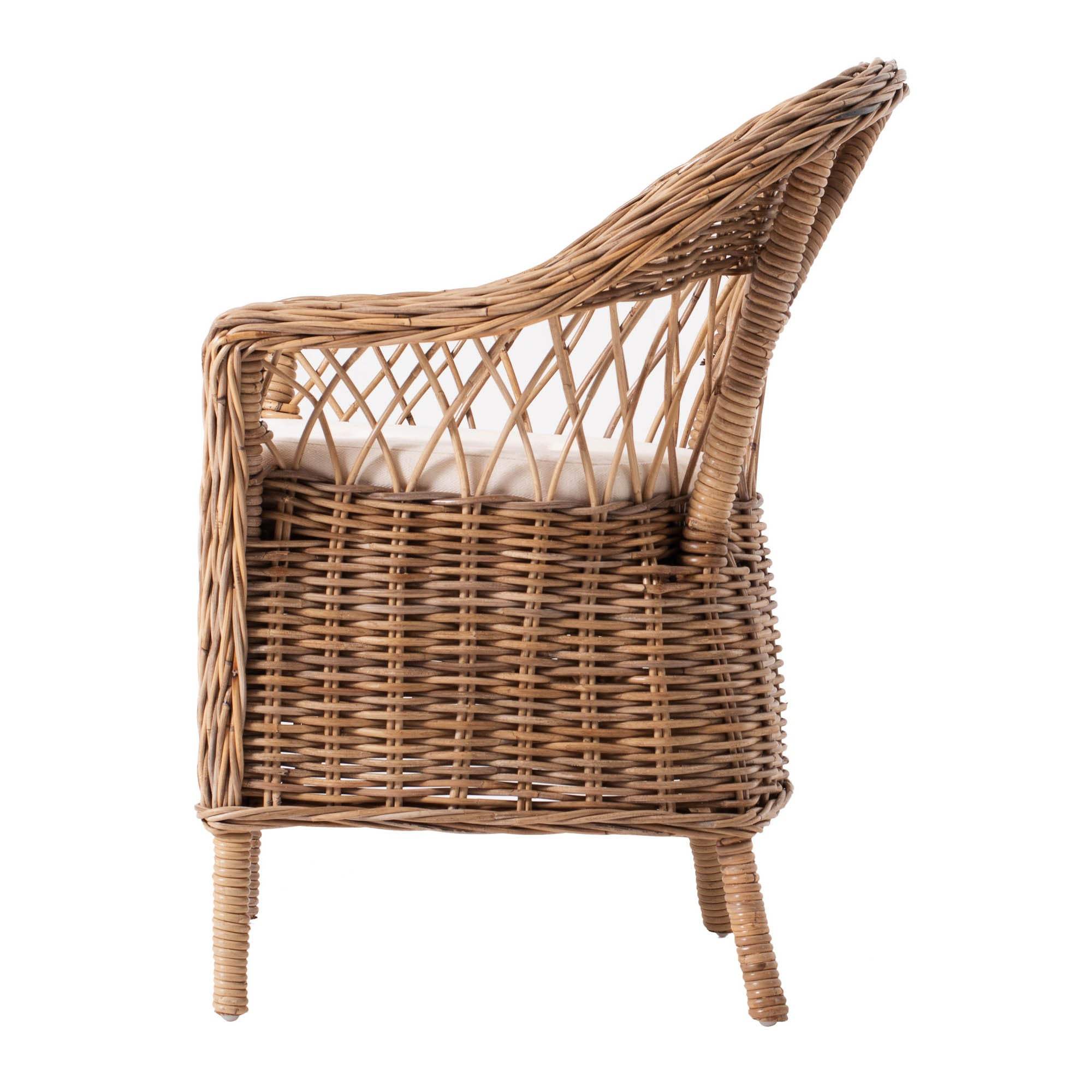 Set of Two Gray Brown Semi Circle Back Wicker Chairs with Seat Cushions - Homeroots - Flyclothing LLC