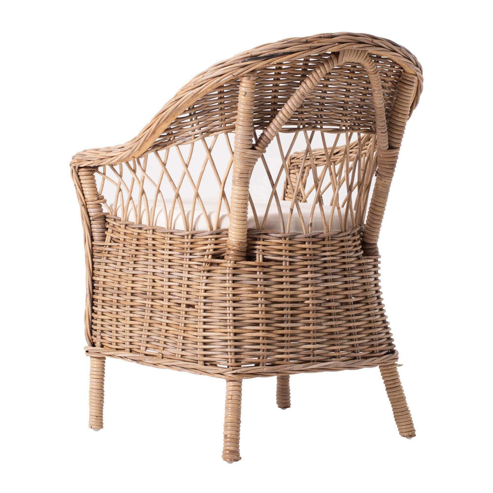 Set of Two Gray Brown Semi Circle Back Wicker Chairs with Seat Cushions - Homeroots - Flyclothing LLC