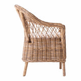 Set of Two Gray Brown Semi Circle Back Wicker Chairs with Seat Cushions - Homeroots - Flyclothing LLC