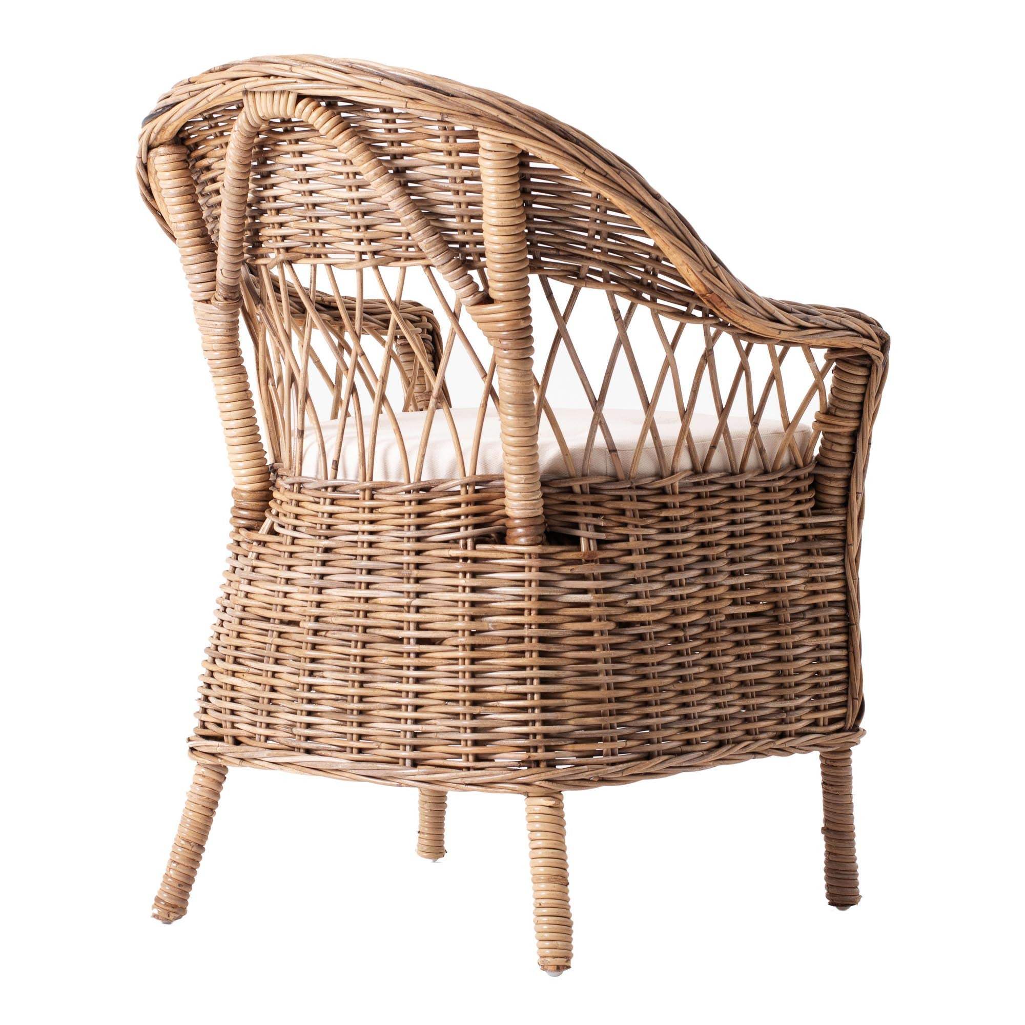 Set of Two Gray Brown Semi Circle Back Wicker Chairs with Seat Cushions - Homeroots - Flyclothing LLC
