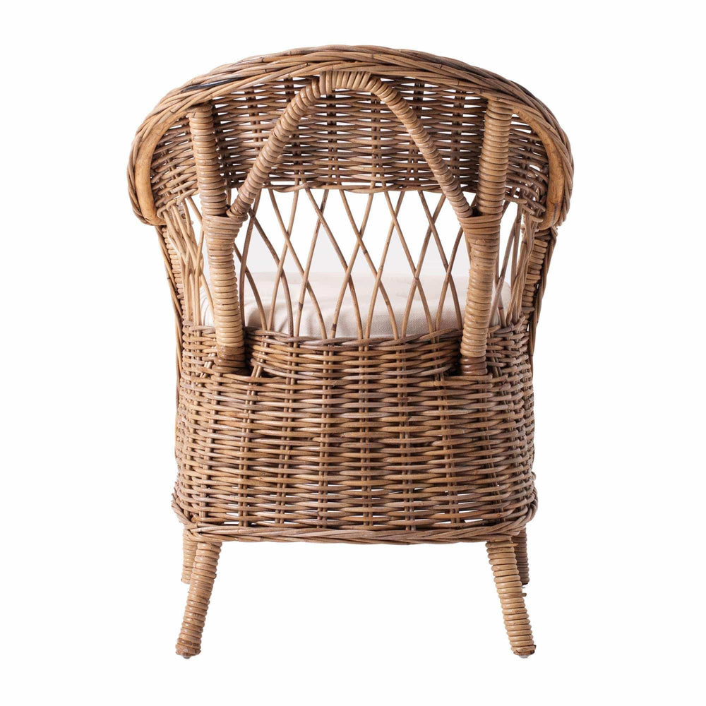 Set of Two Gray Brown Semi Circle Back Wicker Chairs with Seat Cushions - Homeroots - Flyclothing LLC