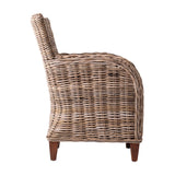 Set Of Two Natural Brown Rattan Wingback Wicker Chairs with Seat Cushions - Homeroots - Flyclothing LLC