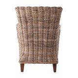 Set Of Two Natural Brown Rattan Wingback Wicker Chairs with Seat Cushions - Homeroots - Flyclothing LLC