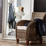 Set Of Two Natural Brown Rattan Wingback Wicker Chairs with Seat Cushions - Homeroots - Flyclothing LLC