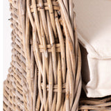 Set Of Two Natural Brown Rattan Wingback Wicker Chairs with Seat Cushions - Homeroots - Flyclothing LLC