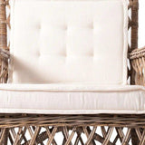 Set of Two Natural Lattice Wicker Arm Chairs with Seat Cushions - Homeroots - Flyclothing LLC