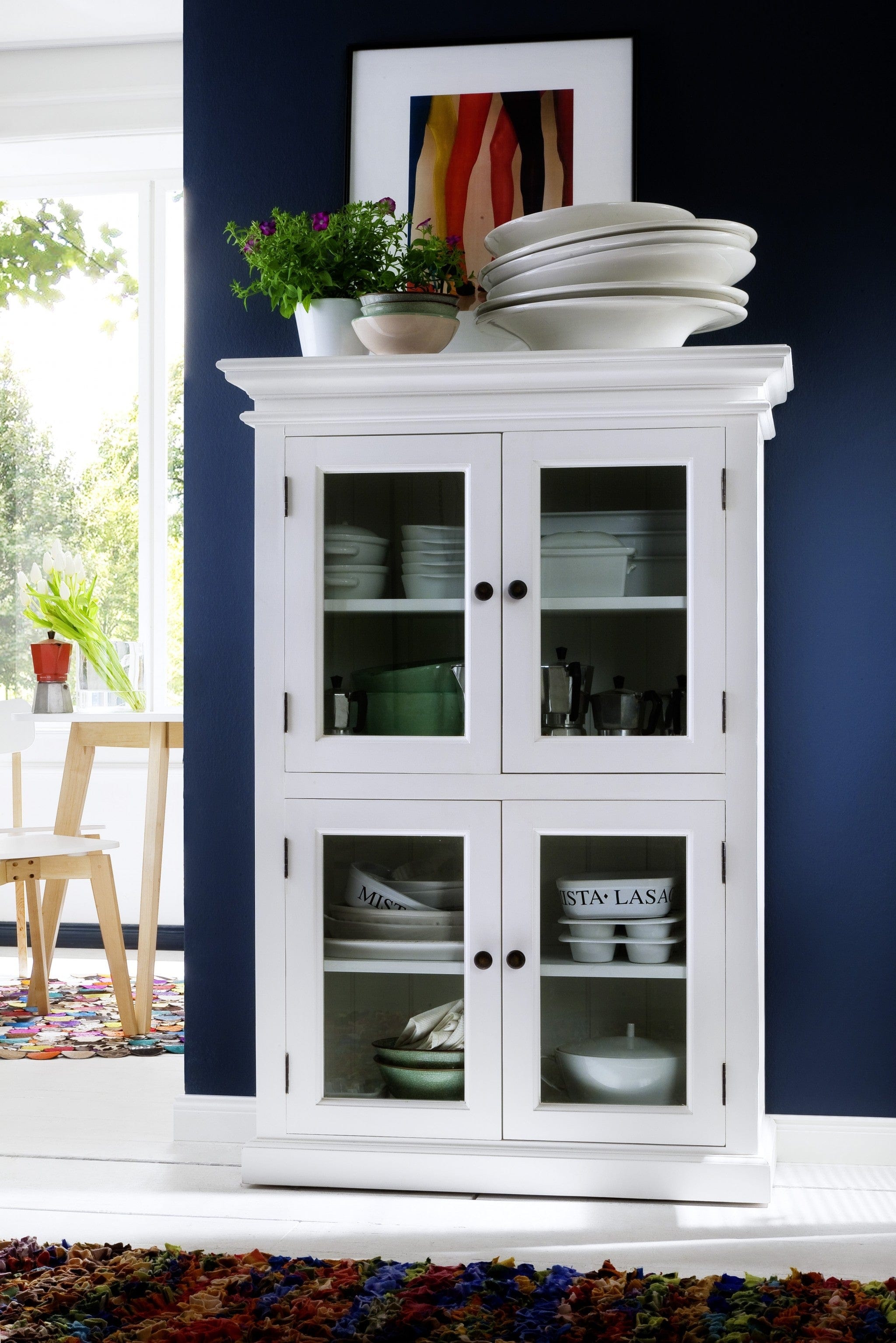 Classic White Two Level Storage Cabinet - Homeroots