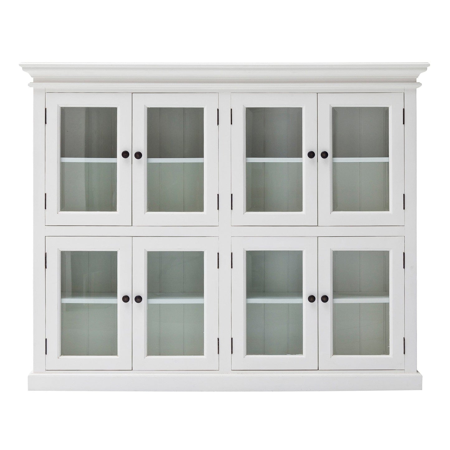 52" White Wood and Glass Two Level Storage Cabinet - Homeroots - Flyclothing LLC