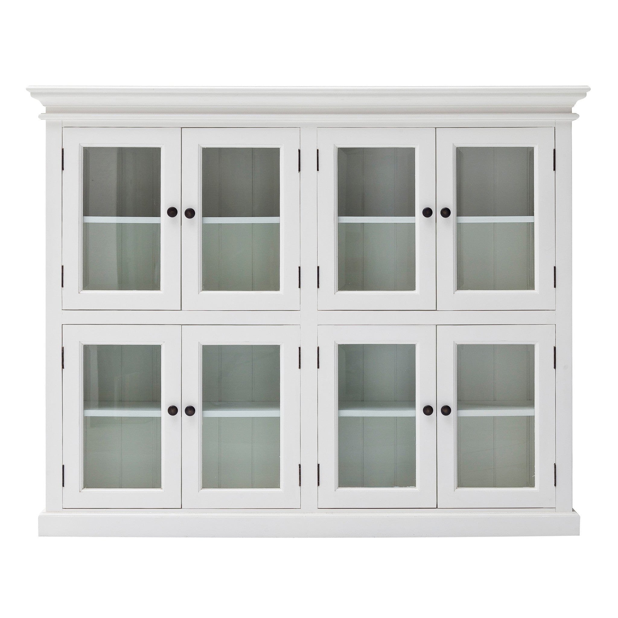 52" White Wood and Glass Two Level Storage Cabinet - Homeroots - Flyclothing LLC