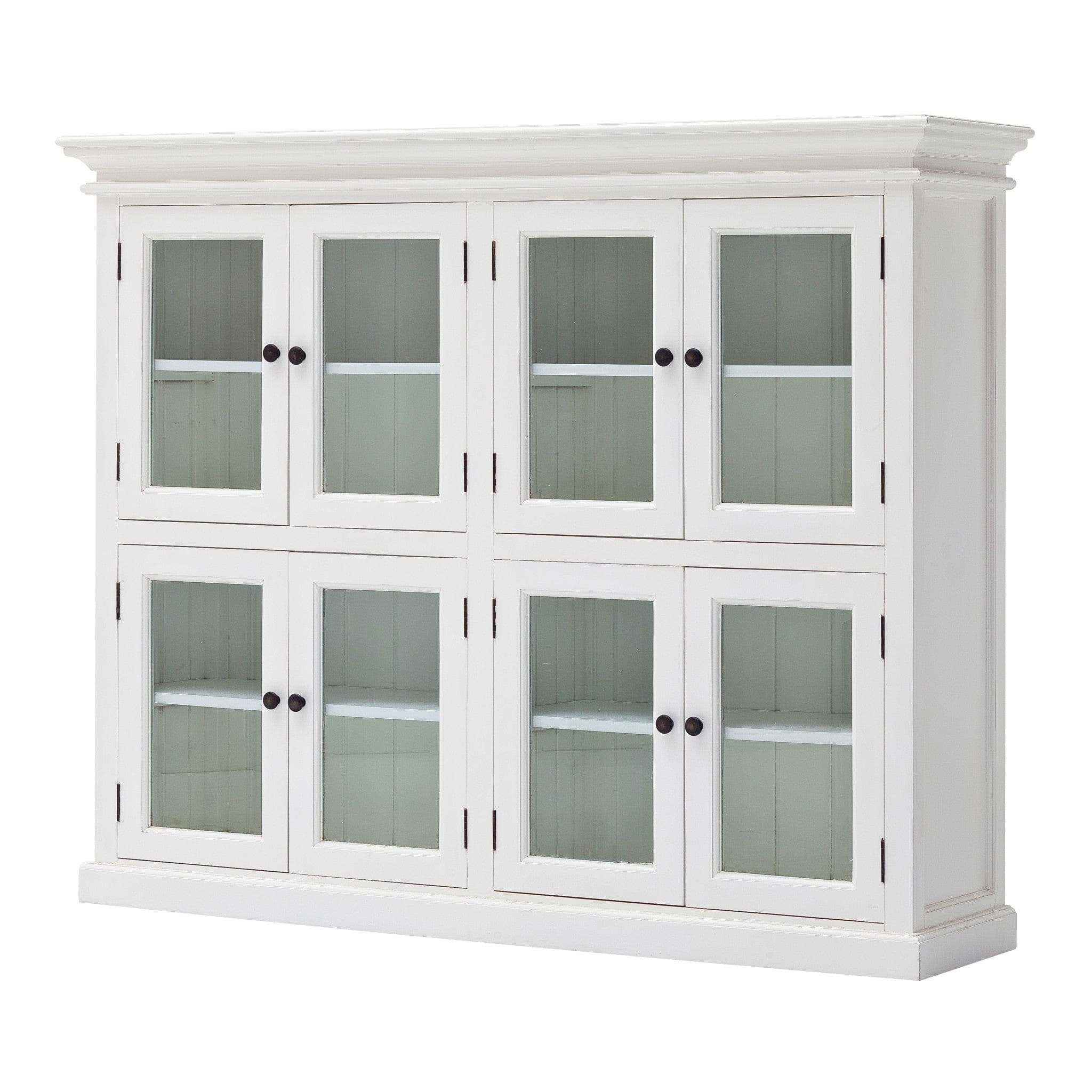 52" White Wood and Glass Two Level Storage Cabinet - Homeroots - Flyclothing LLC