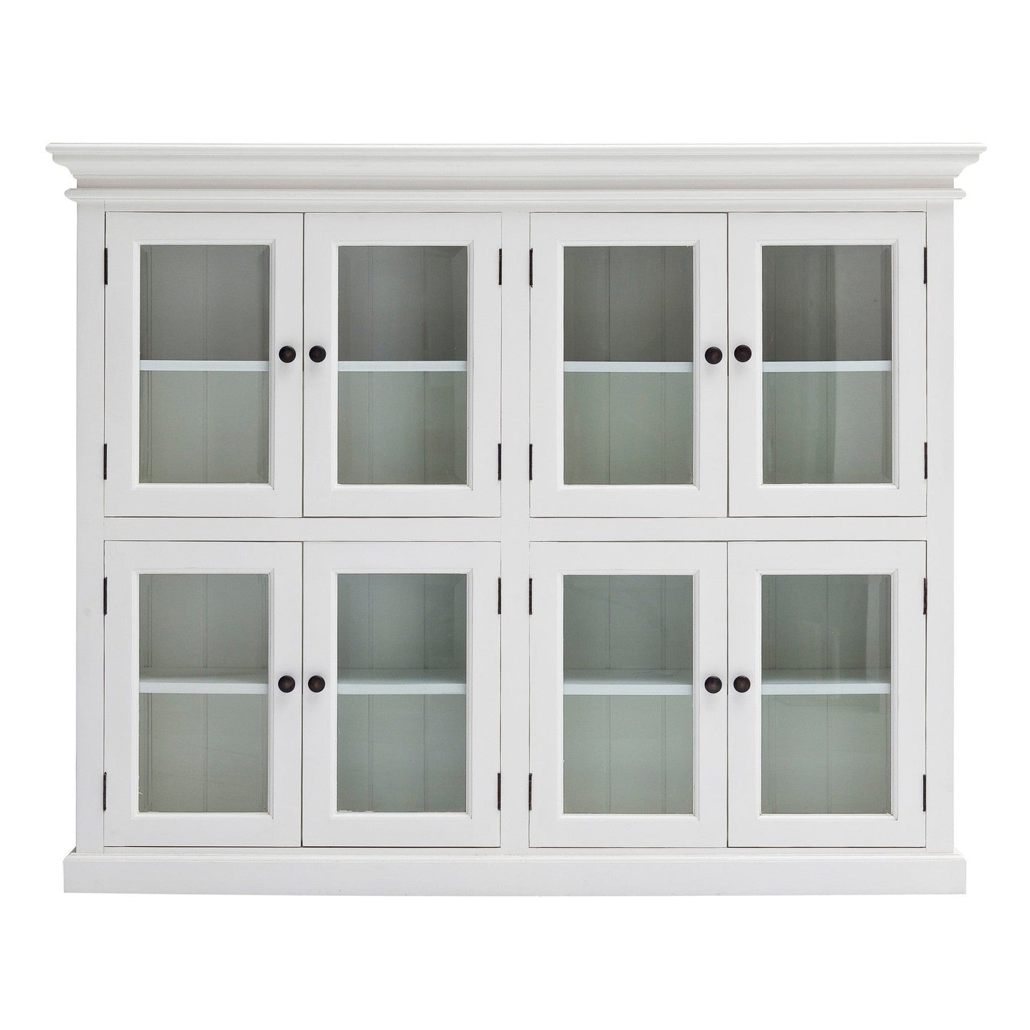 52" White Wood and Glass Two Level Storage Cabinet - Homeroots - Flyclothing LLC