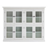52" White Wood and Glass Two Level Storage Cabinet - Homeroots - Flyclothing LLC