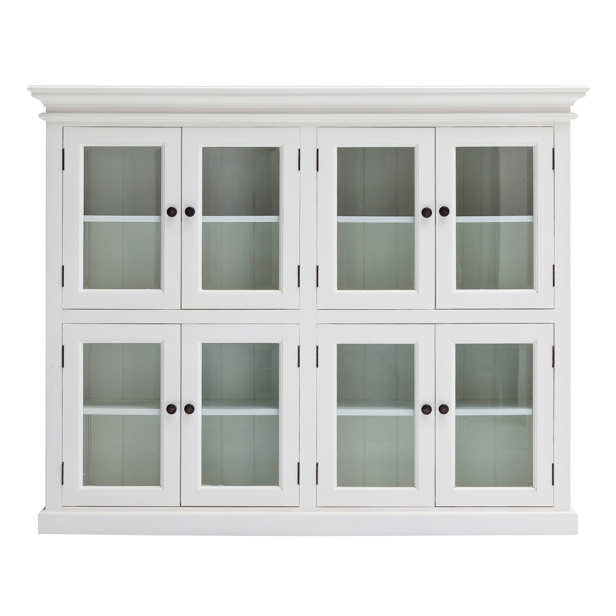 52" White Wood and Glass Two Level Storage Cabinet - Homeroots - Flyclothing LLC