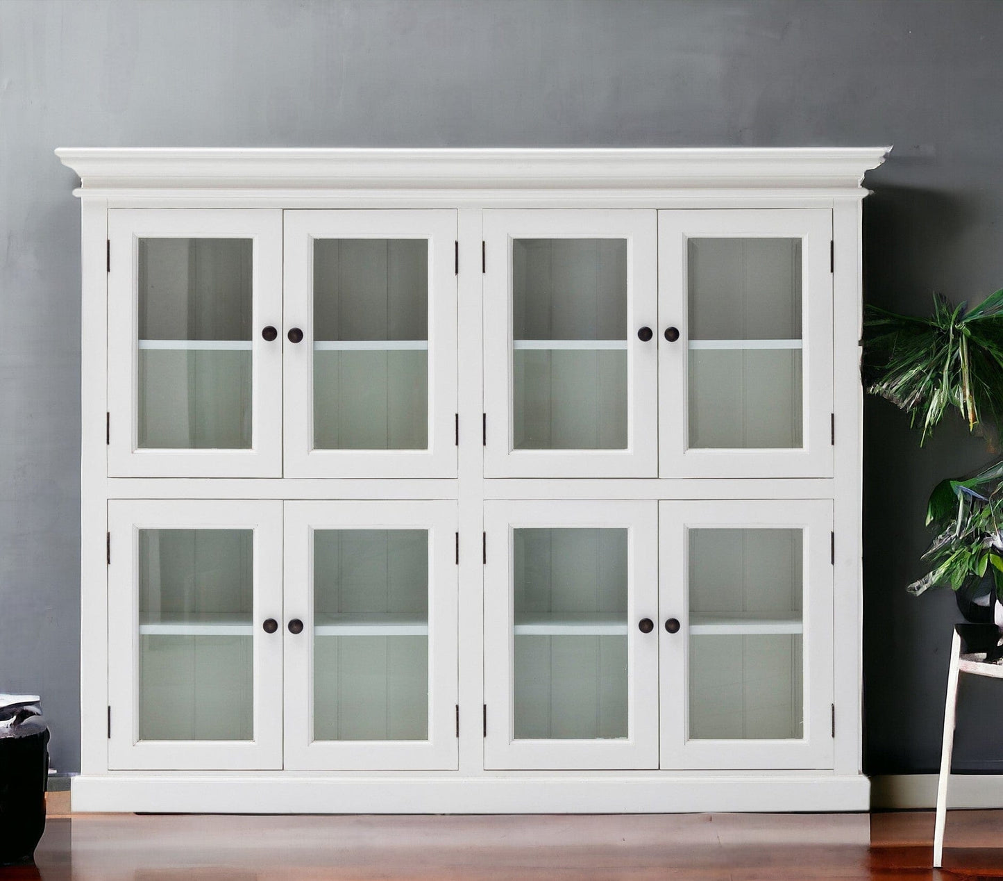 52" White Wood and Glass Two Level Storage Cabinet - Homeroots - Flyclothing LLC