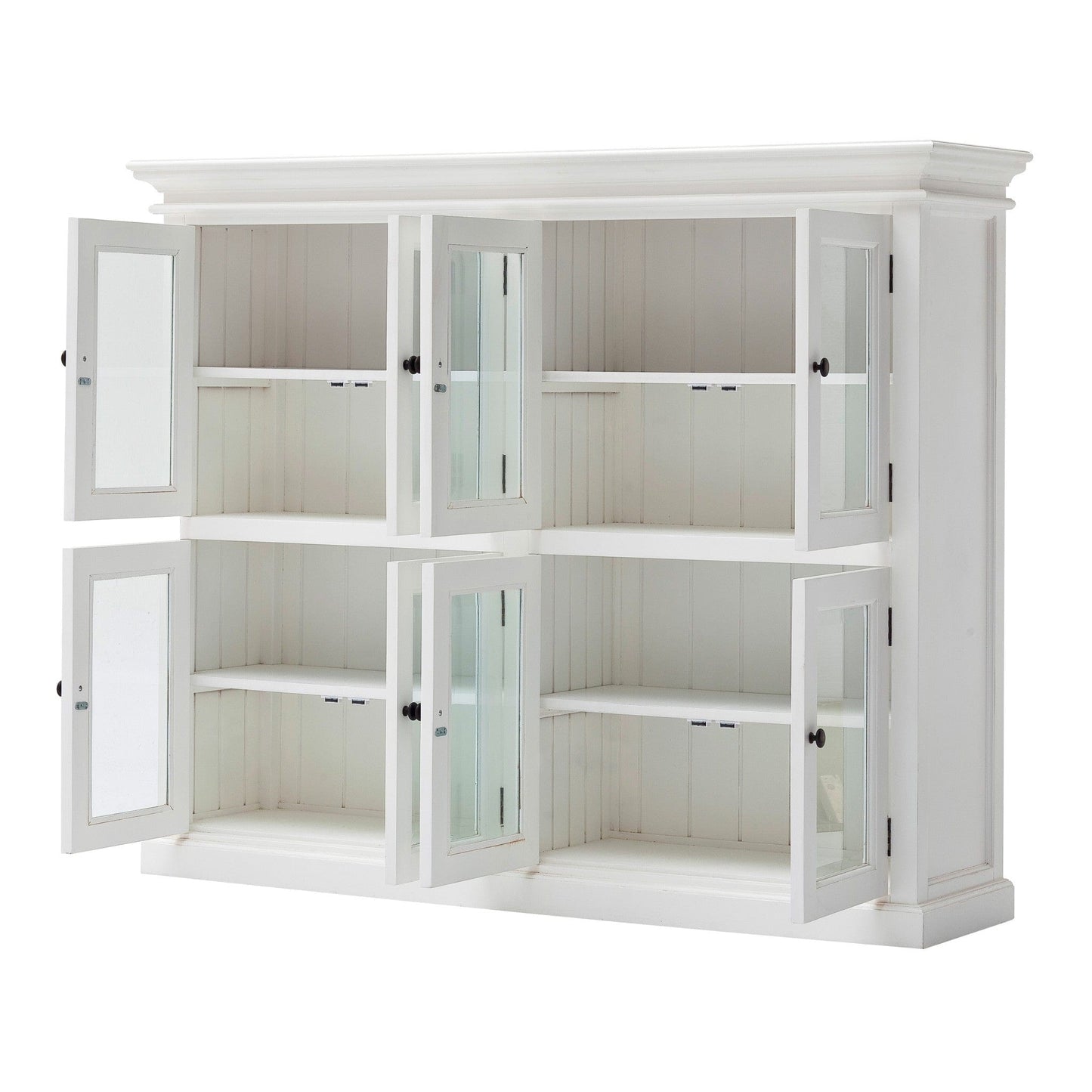 52" White Wood and Glass Two Level Storage Cabinet - Homeroots - Flyclothing LLC
