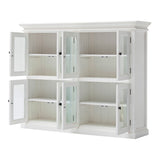 52" White Wood and Glass Two Level Storage Cabinet - Homeroots - Flyclothing LLC