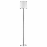 65" Chrome Traditional Shaped Floor Lamp With White Drum Shade - Homeroots