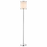 65" Chrome Traditional Shaped Floor Lamp With White Drum Shade - Homeroots
