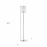 65" Chrome Traditional Shaped Floor Lamp With White Drum Shade - Homeroots
