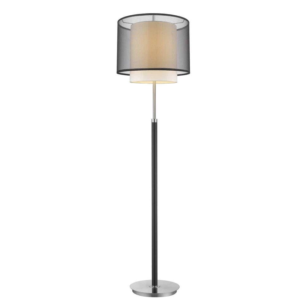 62" Chrome Traditional Shaped Floor Lamp With Black And White Drum Shade - Homeroots