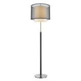 62" Chrome Traditional Shaped Floor Lamp With Black And White Drum Shade - Homeroots