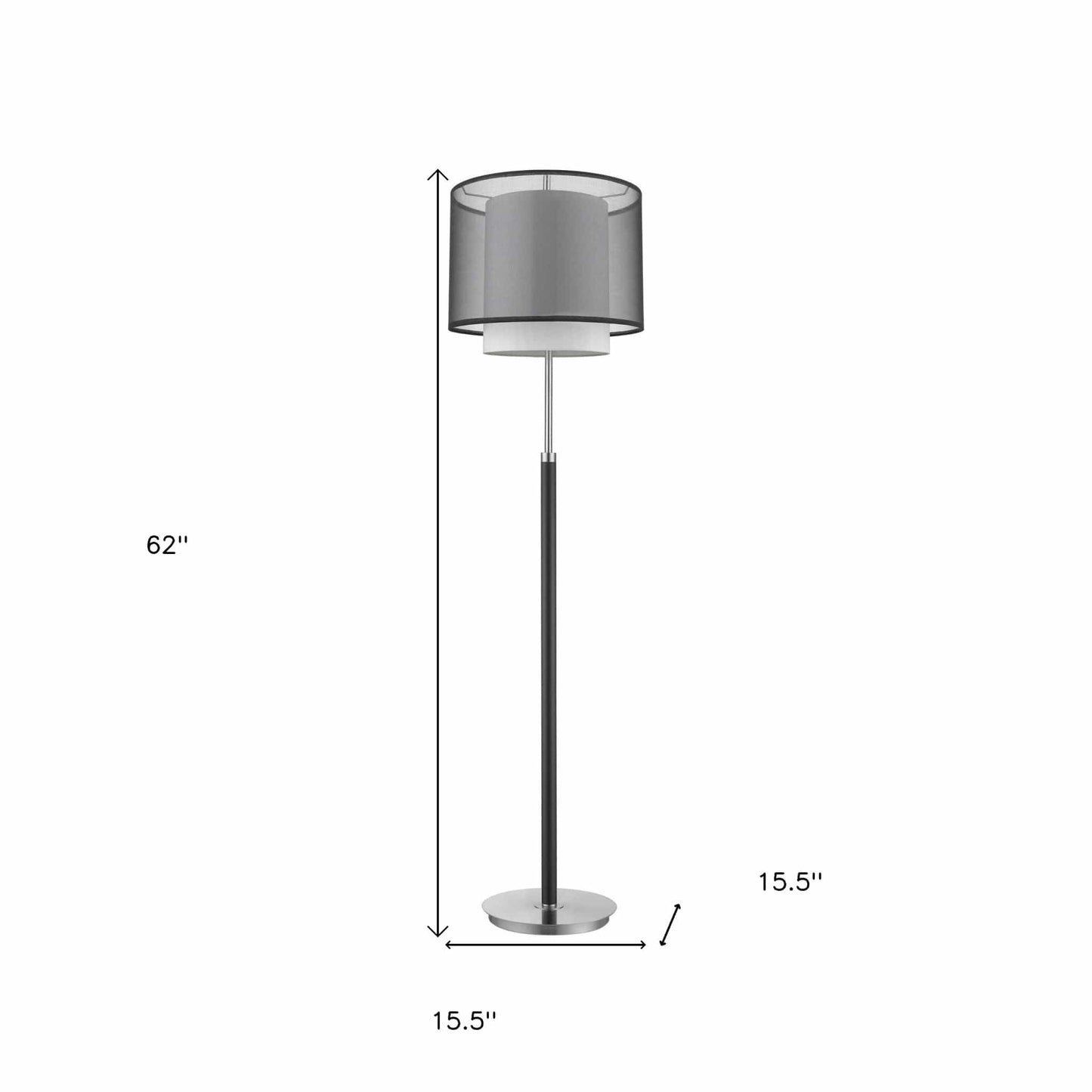 62" Chrome Traditional Shaped Floor Lamp With Black And White Drum Shade - Homeroots - Flyclothing LLC