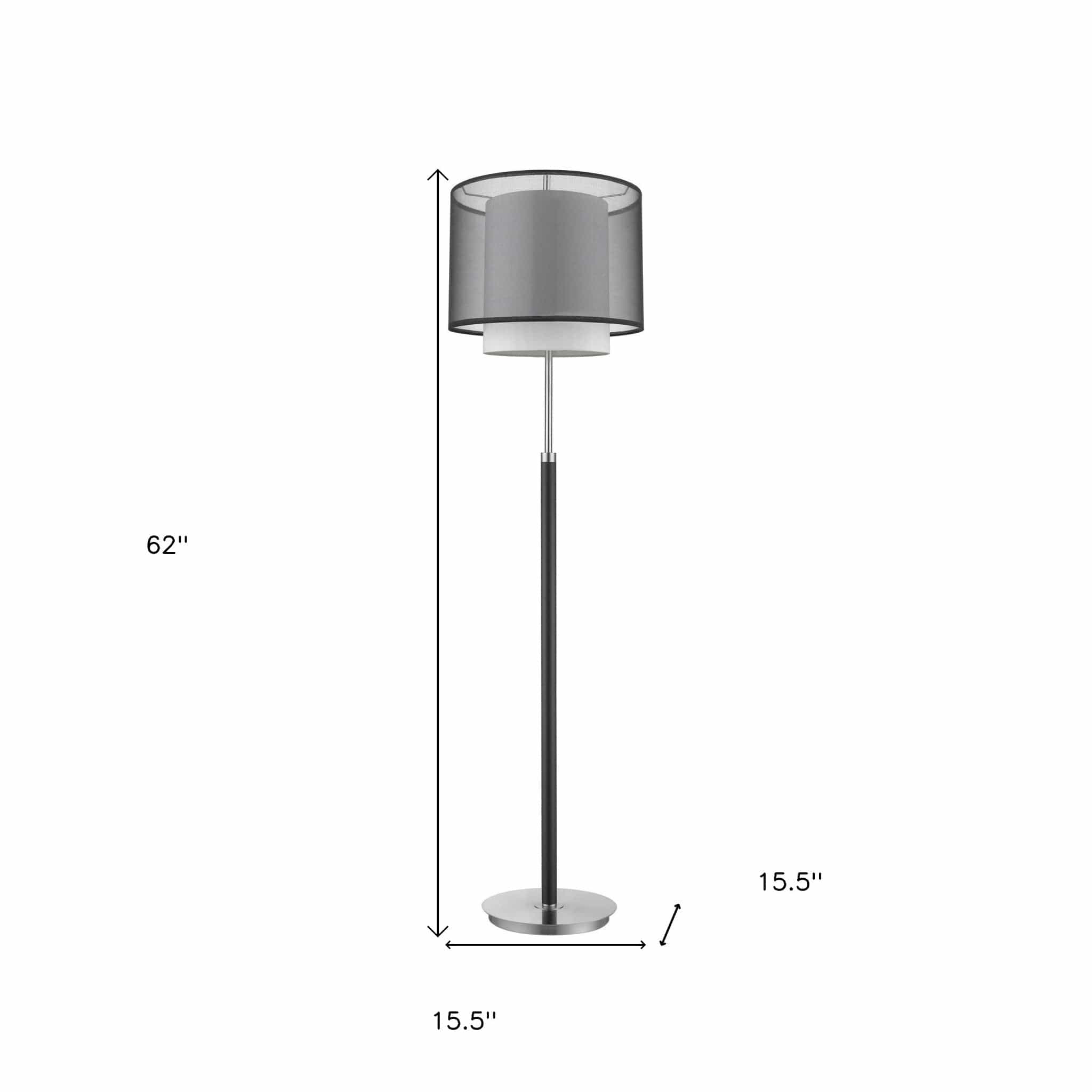 62" Chrome Traditional Shaped Floor Lamp With Black And White Drum Shade - Homeroots - Flyclothing LLC