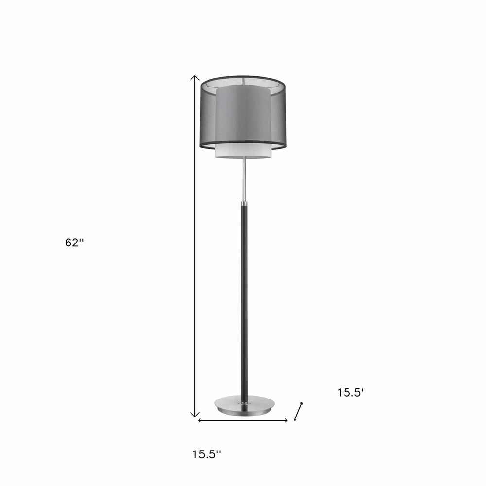 62" Chrome Traditional Shaped Floor Lamp With Black And White Drum Shade - Homeroots - Flyclothing LLC