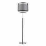 62" Chrome Traditional Shaped Floor Lamp With Black And White Drum Shade - Homeroots