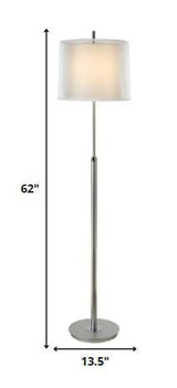 62" Chrome Traditional Shaped Floor Lamp With White Empire Shade - Homeroots - Flyclothing LLC