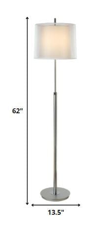 62" Chrome Traditional Shaped Floor Lamp With White Empire Shade - Homeroots - Flyclothing LLC
