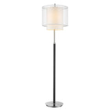 62" Chrome Traditional Shaped Floor Lamp With White Drum Shade - Homeroots