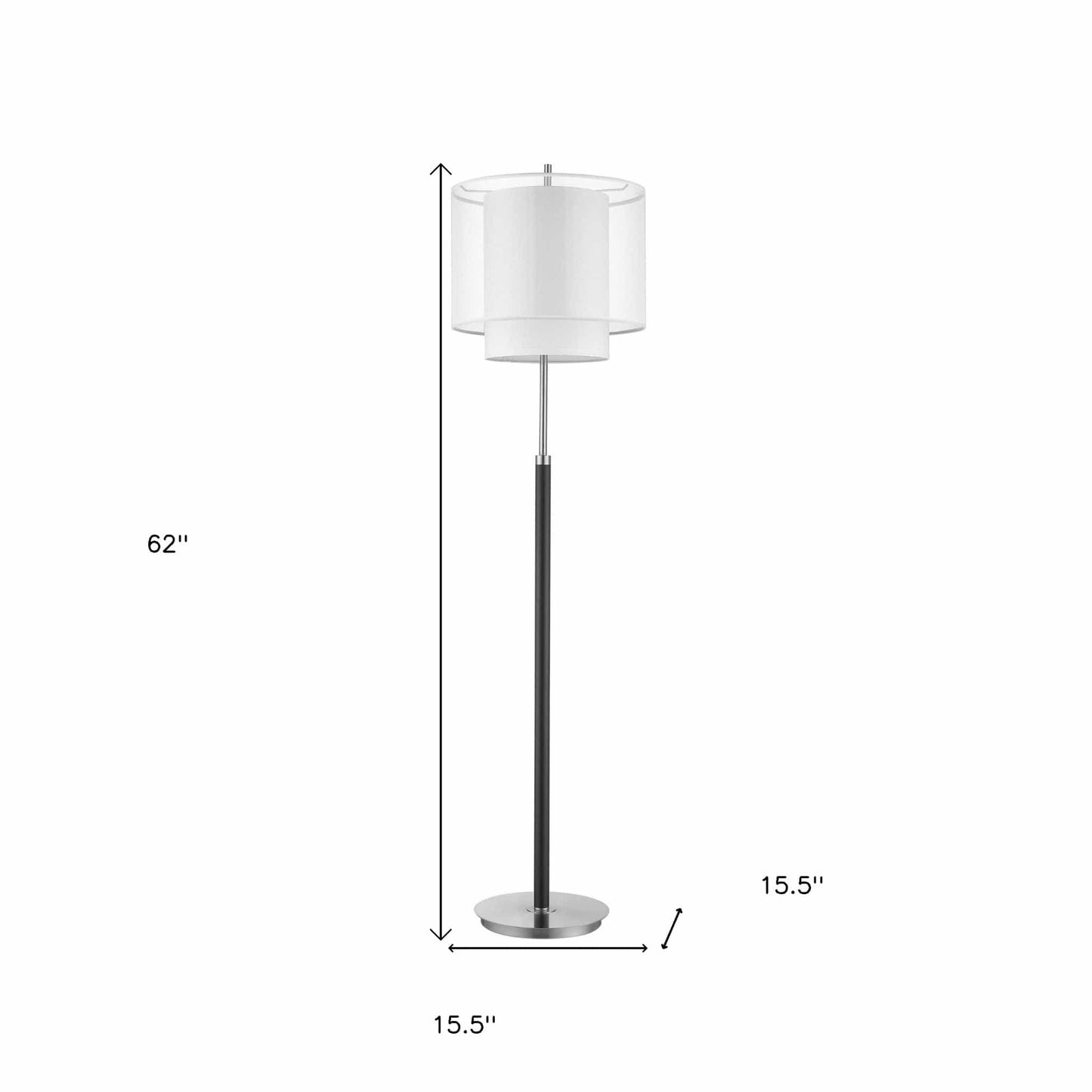 62" Chrome Traditional Shaped Floor Lamp With White Drum Shade - Homeroots - Flyclothing LLC