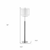 62" Chrome Traditional Shaped Floor Lamp With White Drum Shade - Homeroots
