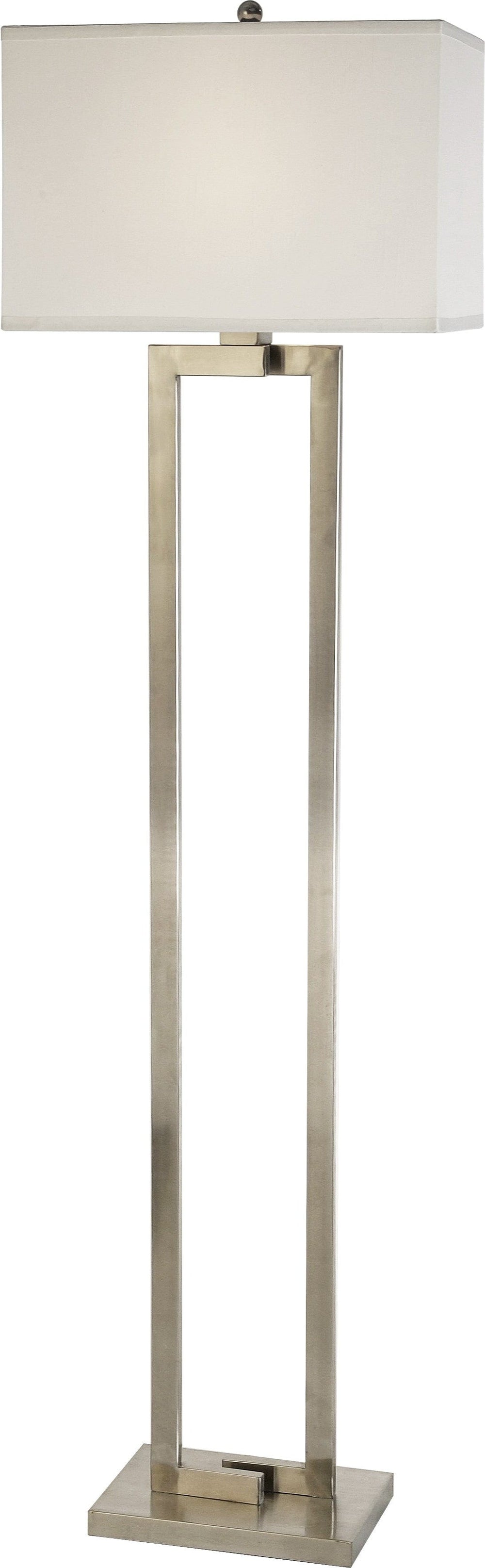 61" Nickel Traditional Shaped Floor Lamp With White Rectangular Shade - Homeroots - Flyclothing LLC