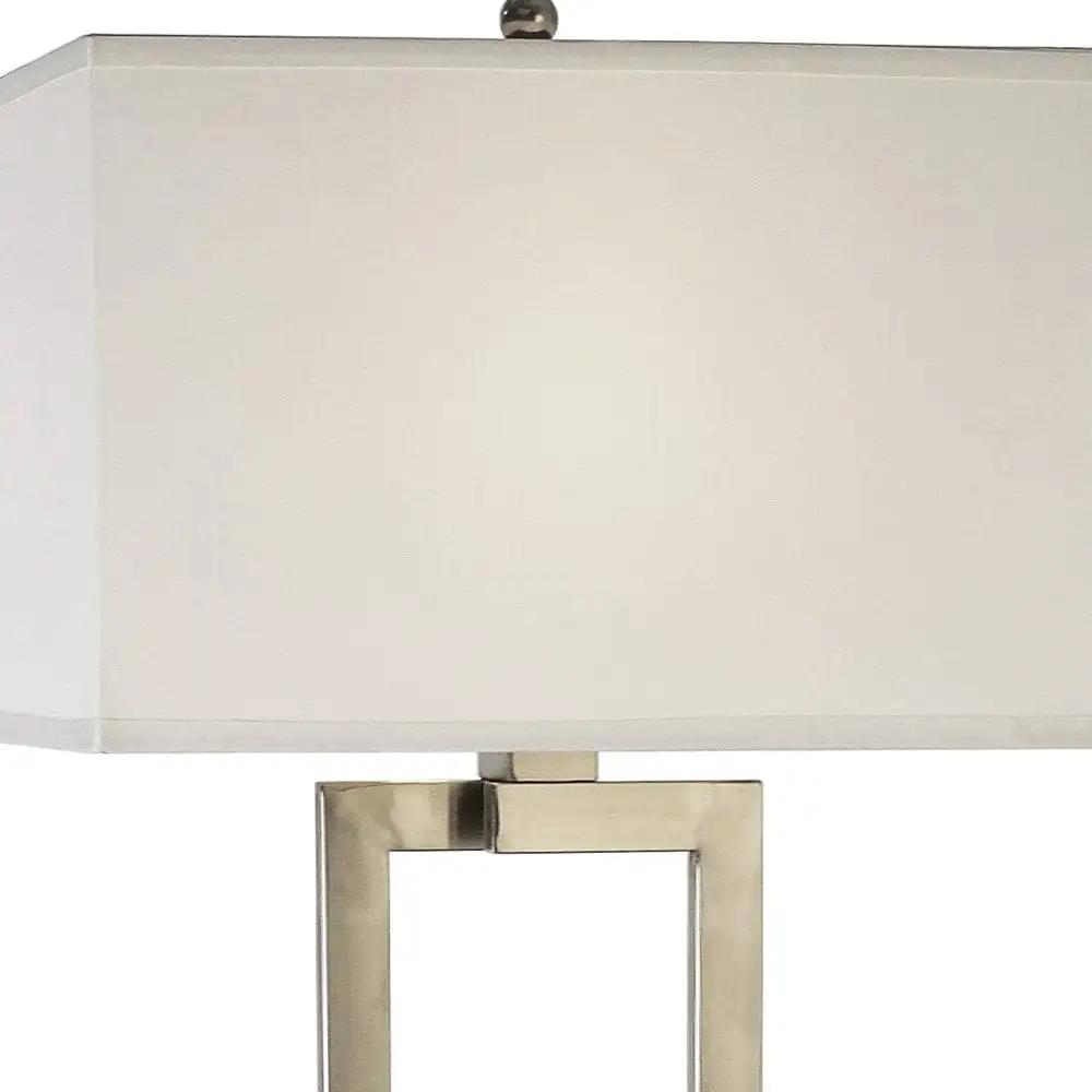 61" Nickel Traditional Shaped Floor Lamp With White Rectangular Shade - Homeroots - Flyclothing LLC