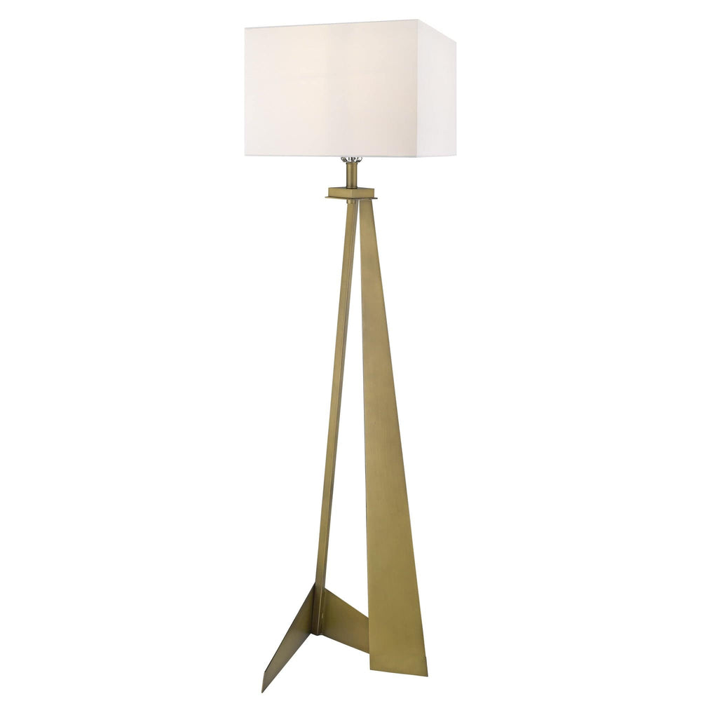 60" Brass Traditional Shaped Floor Lamp With White Novelty Shade - Homeroots - Flyclothing LLC