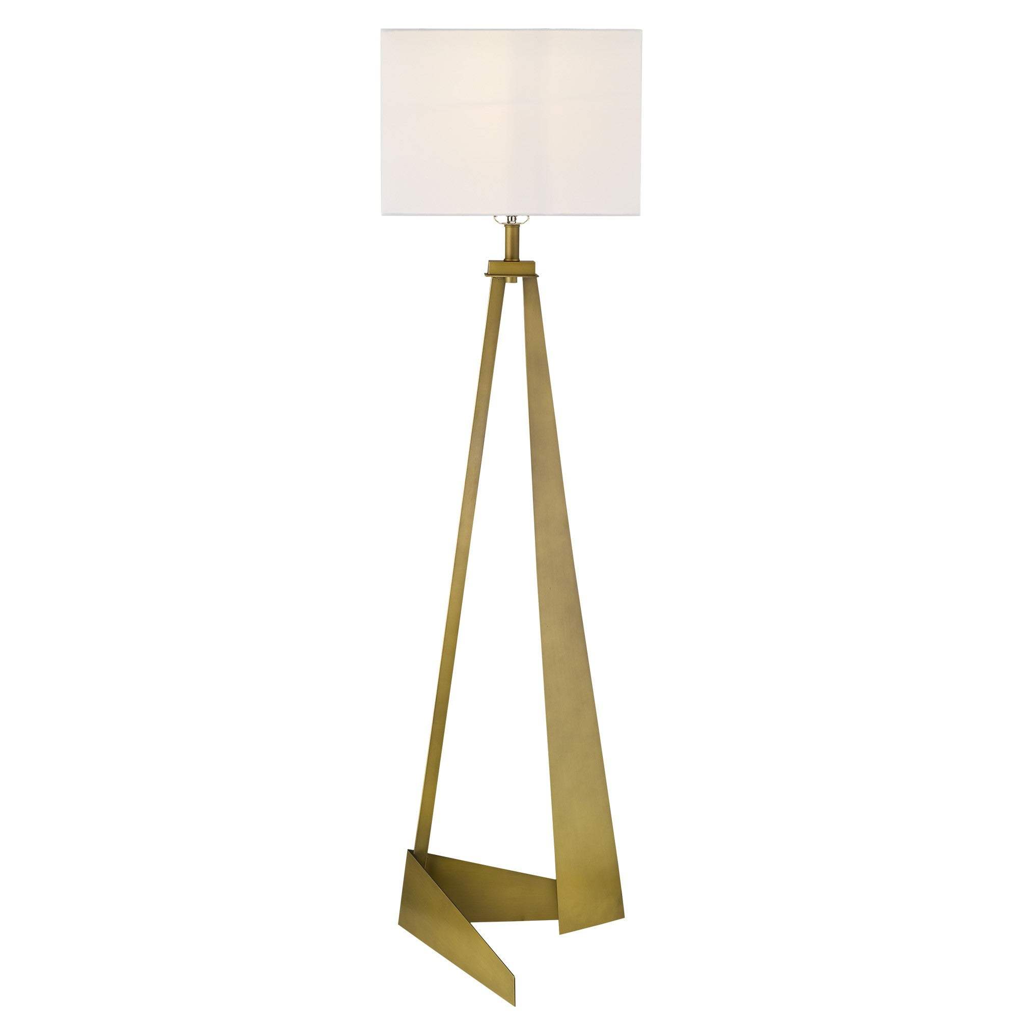60" Brass Traditional Shaped Floor Lamp With White Novelty Shade - Homeroots - Flyclothing LLC