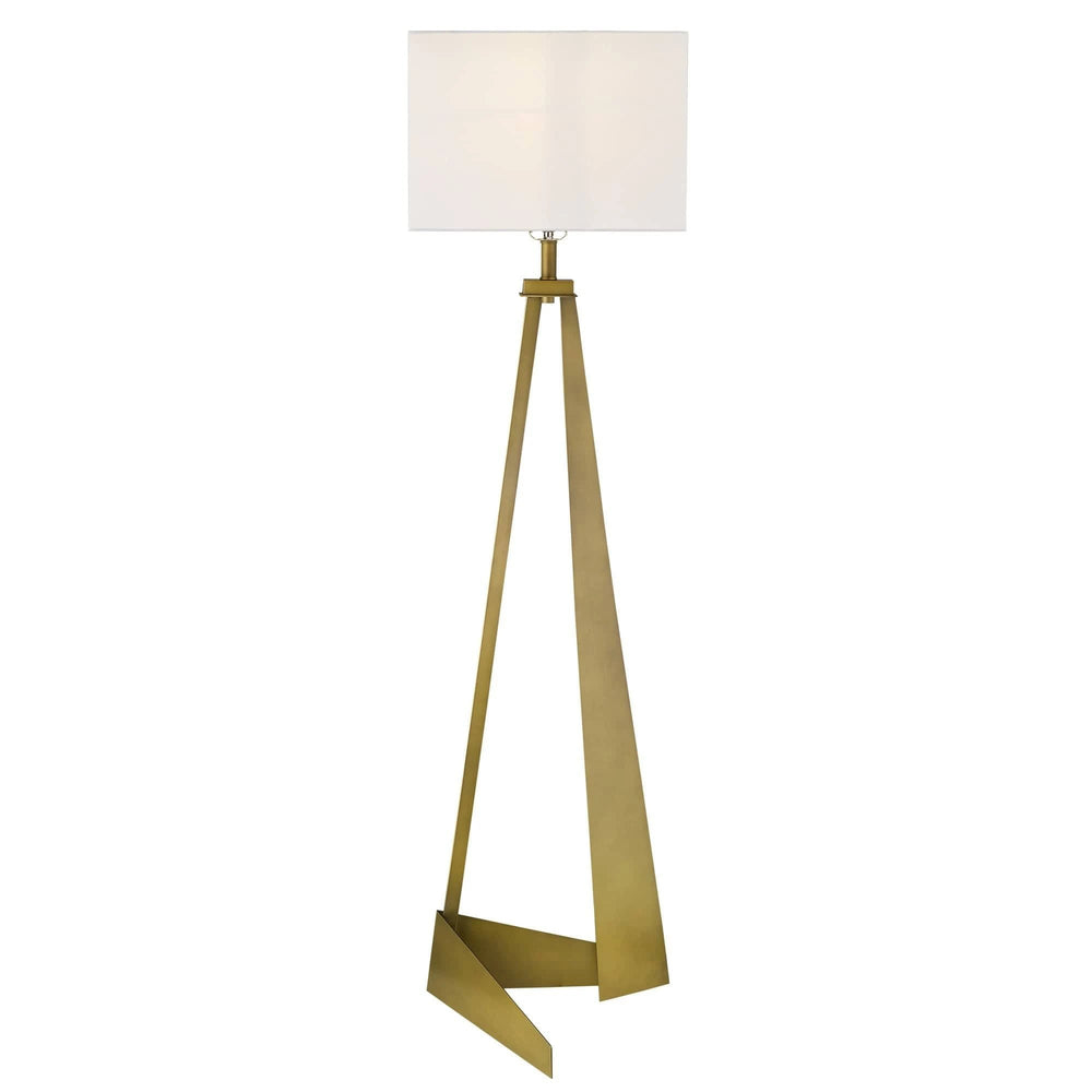60" Brass Traditional Shaped Floor Lamp With White Novelty Shade - Homeroots - Flyclothing LLC
