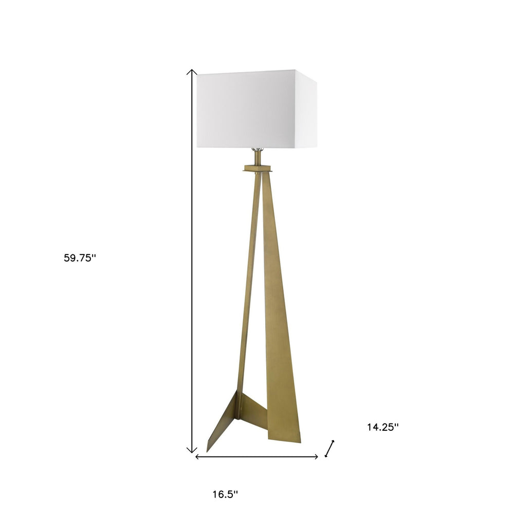 60" Brass Traditional Shaped Floor Lamp With White Novelty Shade - Homeroots - Flyclothing LLC