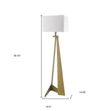 60" Brass Traditional Shaped Floor Lamp With White Novelty Shade - Homeroots - Flyclothing LLC