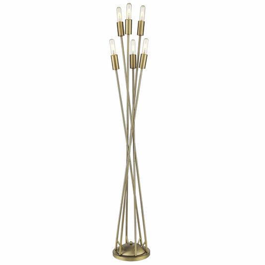 60" Brass Six Light Torchiere Floor Lamp - Homeroots
