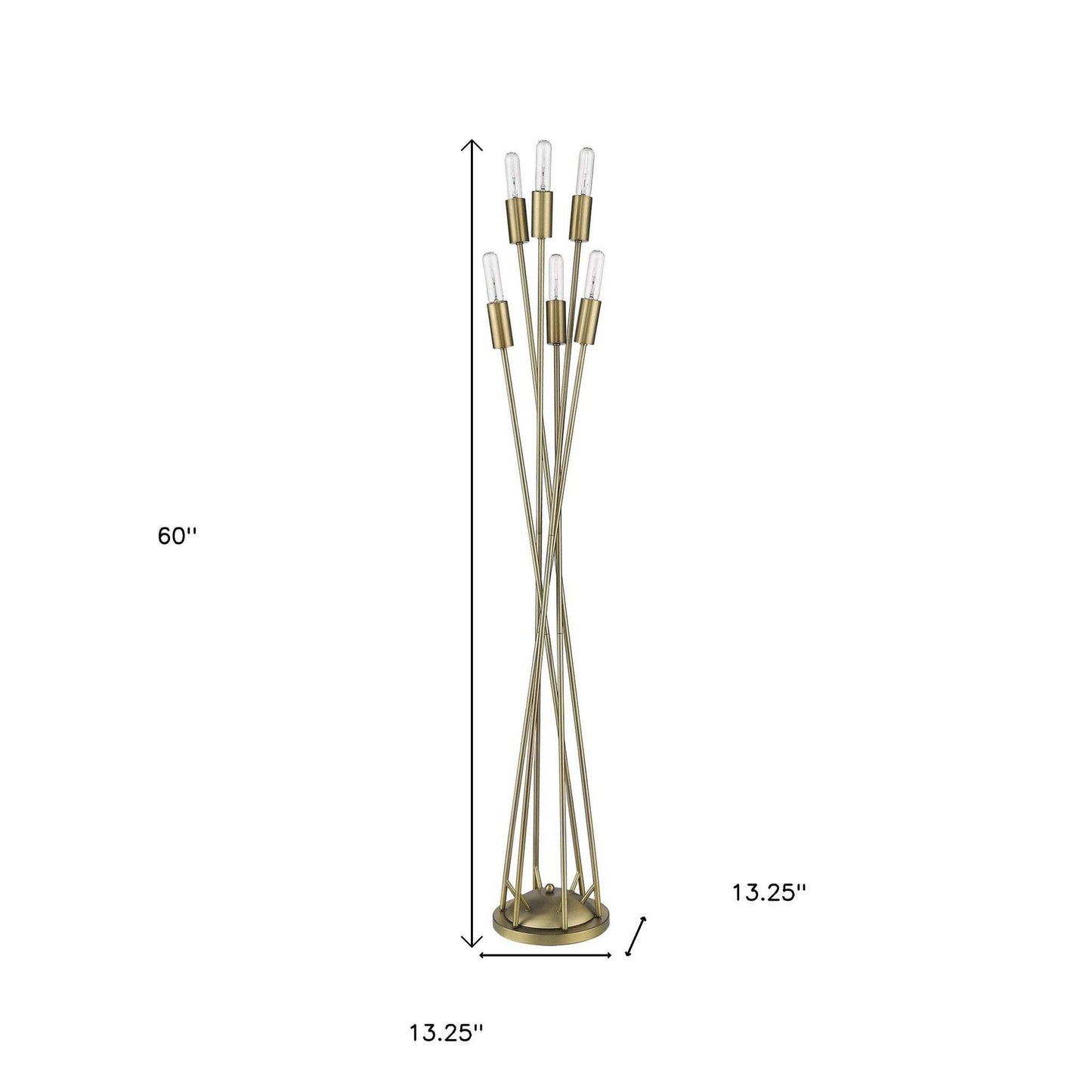 60" Brass Six Light Torchiere Floor Lamp - Homeroots - Flyclothing LLC